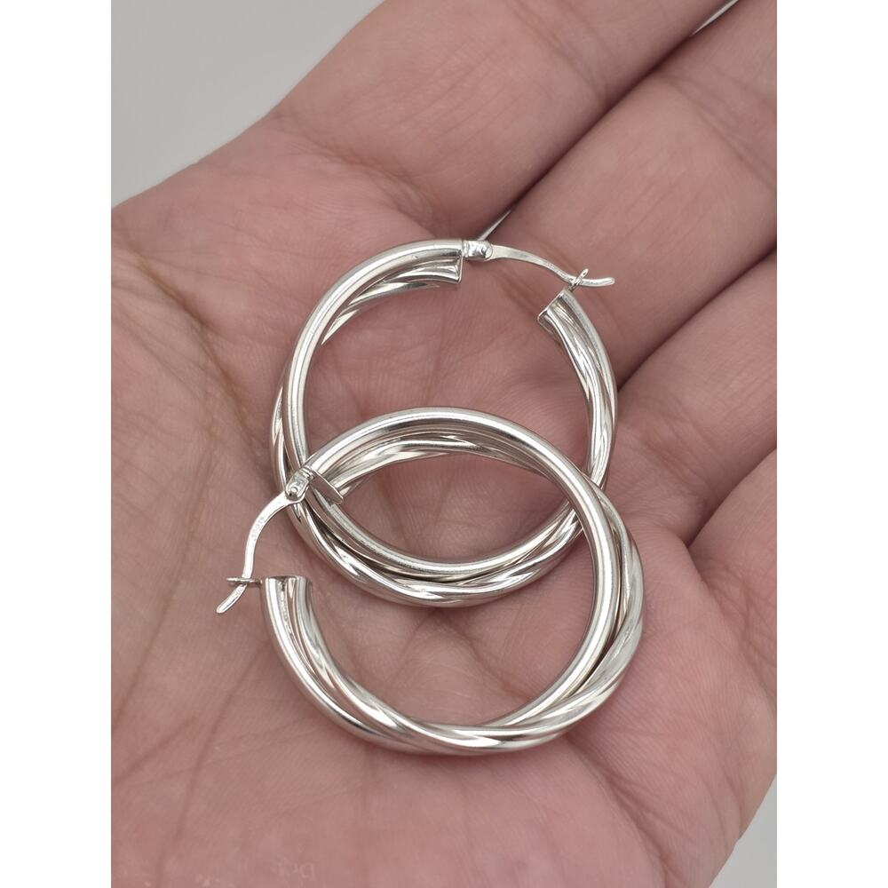 NEW HOP EARRINGS STERLING SILVER 925 RHODIUM PLATED - Picture 6 of 10